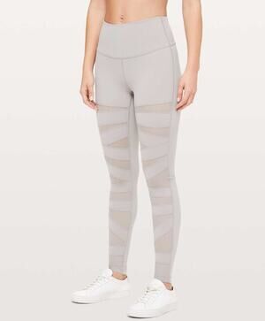 LULULEMON Wunder Under Pants High Rise Tech Mesh 28'' Dark Chrome Womens Size 6